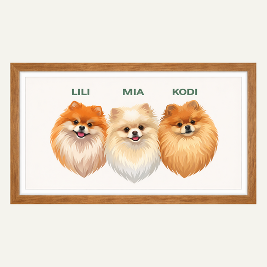 Spersonalizowany Portret Grupowy Pupili (Drewniana Rama A3)